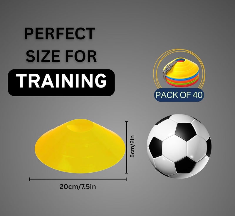 AgilMove Flexible Soccer Cones (Set of 60/50/40/25) with Mesh Bag & Strap, Sports Cones for Soccer, Basketball, Football Training Equipment, Agility Soccer Cones for Drills Training - Image 2